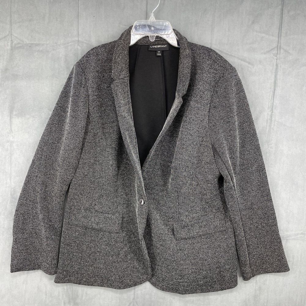 Lane Bryant Blazer Womens 20 Black The Bryant Blazer Knit Collared Stretch Rayon